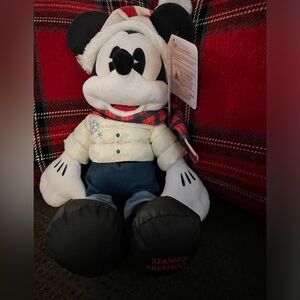 New Disney Store Park Mickey Mouse Holiday Plush Toy 16"H Christmas